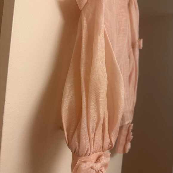 Zimmermann Blush Linen Bow-Detail Blouse · New with Tags · Size 1 (AU 1 / US 4 / - Picture 4 of 6